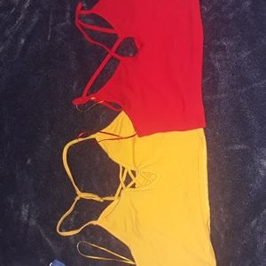 AMBIANCE RED AND YELLOW TANK TOPS